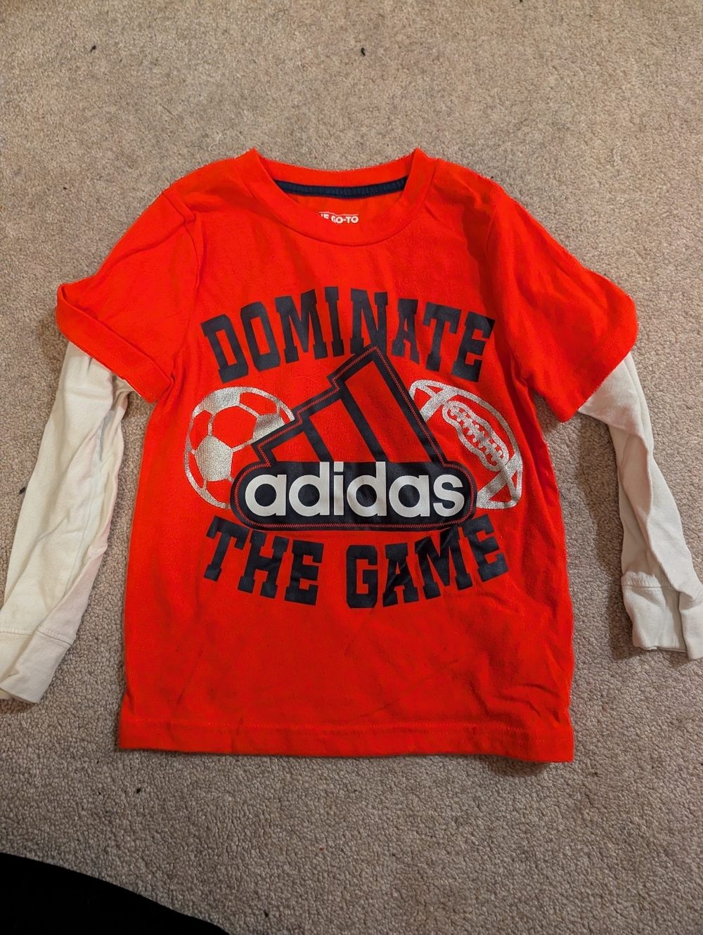 adidas Kids 5 "Dominate The Game" Orange Long Sleeve Tee